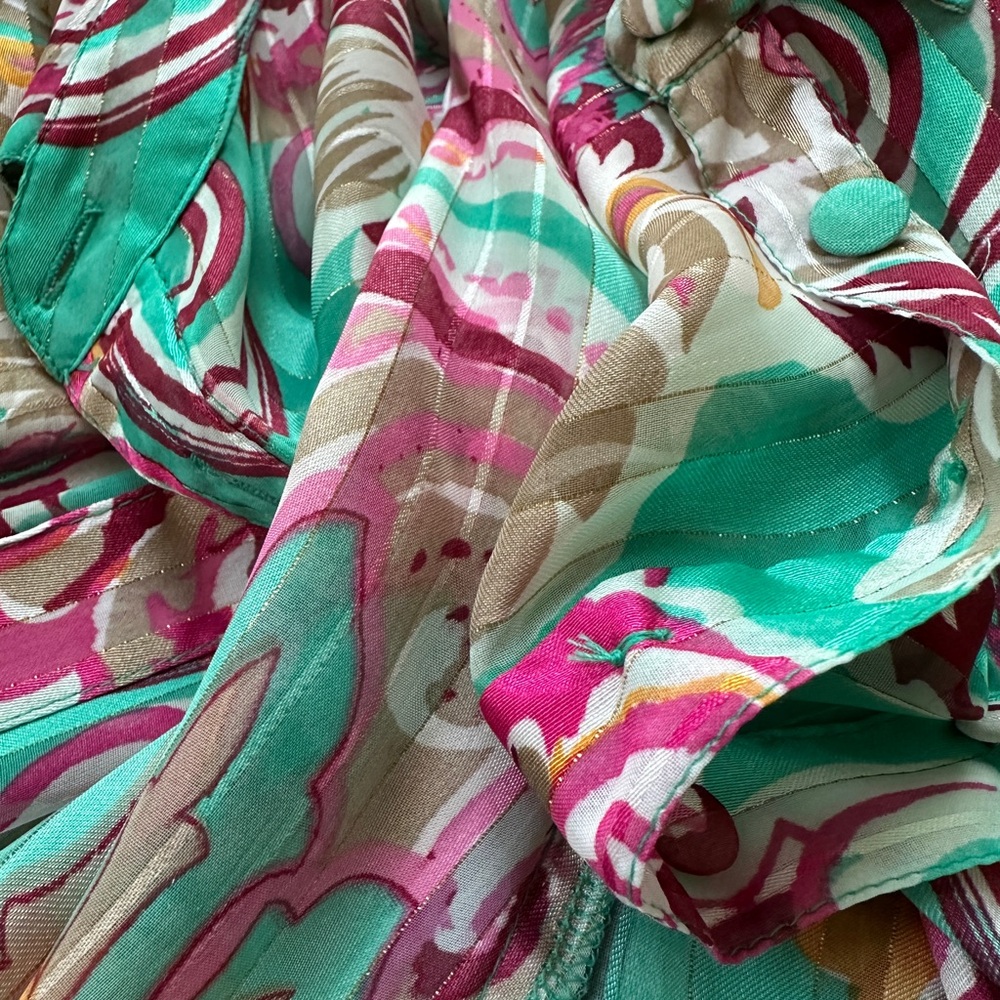 Boston Proper Pink and Green Graphic Button Down Shirt